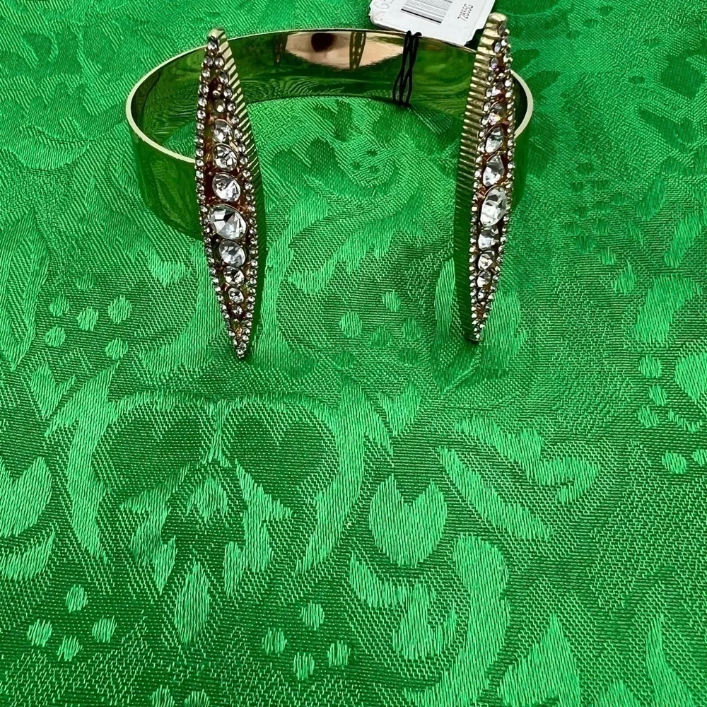 Gennaro Open Cuff Bracelet Gold Tone with Rhinestone